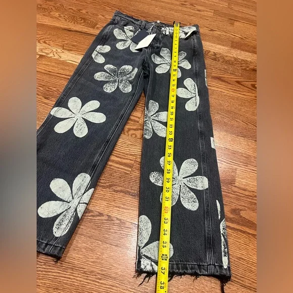 $395 The Great The Hero Black Daisy Stamp Jean Women's Size 25 Made In Usa - Picture 8 of 16